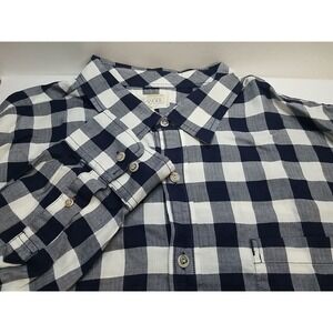 Islander Mens‎ Long Sleeve Check Button Up White Blue XXL 2XL Shirt Relax Well